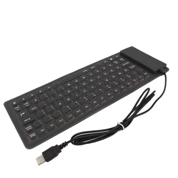 

84 Key Wired Keyboard Mini USB Flexible Silicone Foldable PC Keyboard Office Home Computer Washable Keypad