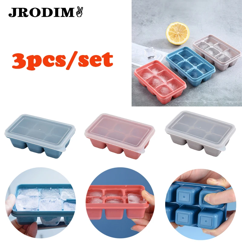 Silicone Ice Cube Mould with DIY Lid 6 Grid Soft Bottom ce Mold Square Fruit Maker Tray Kitchen Bar Tools Acces | Дом и сад