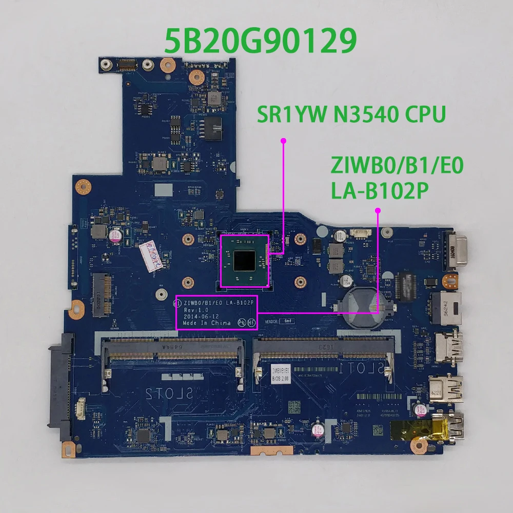 цена 5B20G90129 w SR1YW N3540 CPU LA-B102P для Lenovo B50-30, материнская плата для ноутбука, ПК, материнская плата