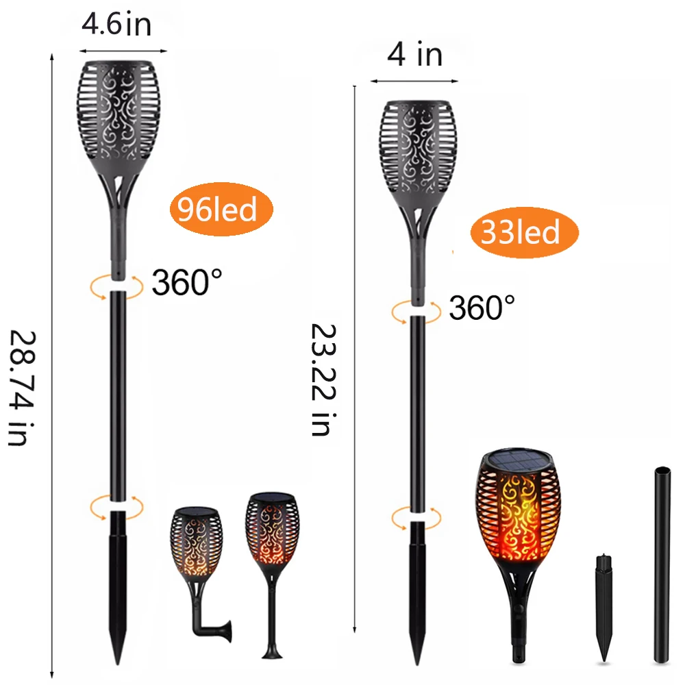 Günstig Garten Solar licht Flamme Lampe IP65 Wasserdicht Garten Flackern Flamme Pfad Beleuchtung Solar Flamme Lampe Scheinwerfer