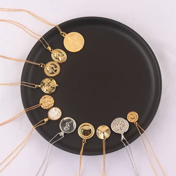 

Mix Style 925 Sterling Silver Eye Evil Coin Figure Round Necklace 18K Gold Plated Turkish Female Necklace 925 Silver Jewelry