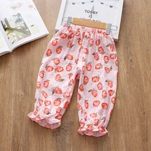 В Корейском стиле; сезон лето-стиль; свитер с принтом Капри для девочек тонкие Антимоскитные штаны рассеивания тепла шаровары свежий