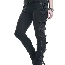 Gothic Punk Lace Up Casual Cargo Pants Women Buckle Rock Dark Black Pantalons High Waist  Plus Size Trousers S-5XL Pants