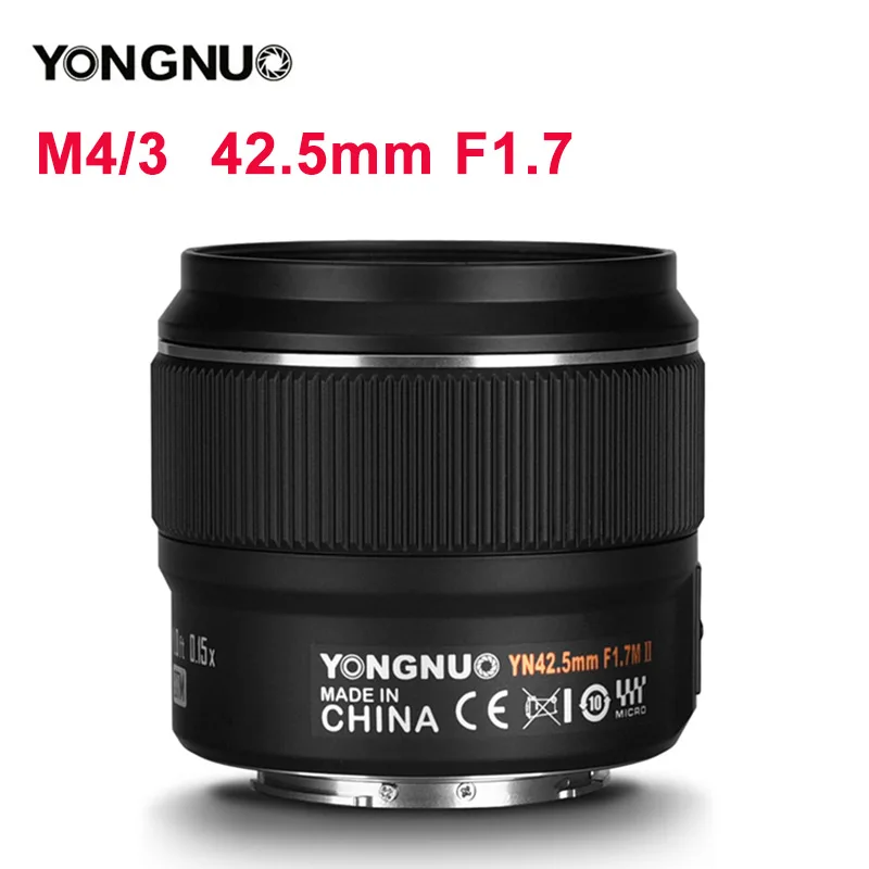Объектив YONGNUO 42 5 мм F1.7 II с автофокусом для камеры Panasonic Olympus M4/3 крепление