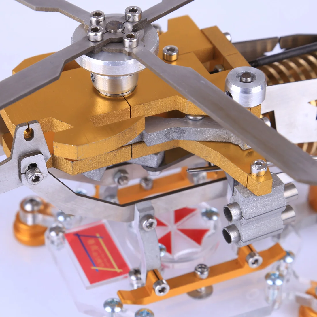 Armored Edition Helicopter Horizontal Single Cylinder Vacuum Stirling Model Toy