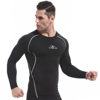 

FJ1211J-Workout fitness men Short sleeve t shirt men thermal muscle bodybuilding wear compression Elastic Slim exercise clothing