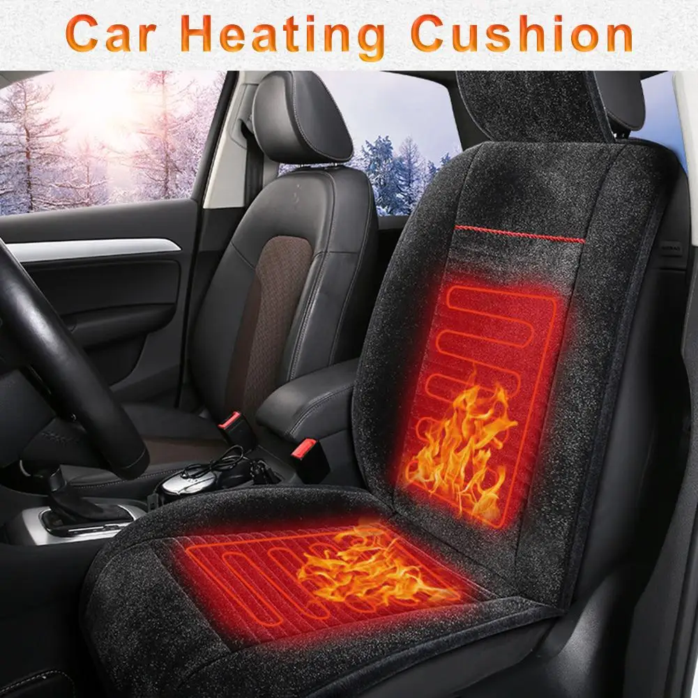 

Universal Heated Car Seat Covers Car Front Seat Heating Cushion Fast Temperature Plush Microfiber Leather Temperature Control