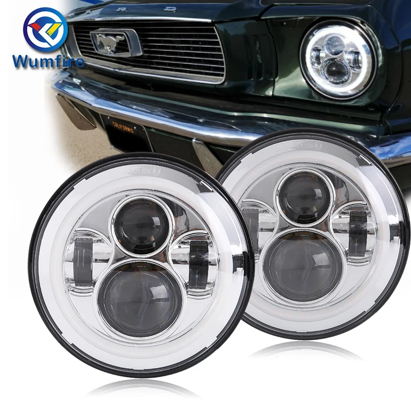 For Jeep Wrangler JK LJ CJ Lada 4x4 Headlights Bulb with red or amber Halo Angel Eye Colorful Ring DRL &amp Turn Signal Lights | Автомобили