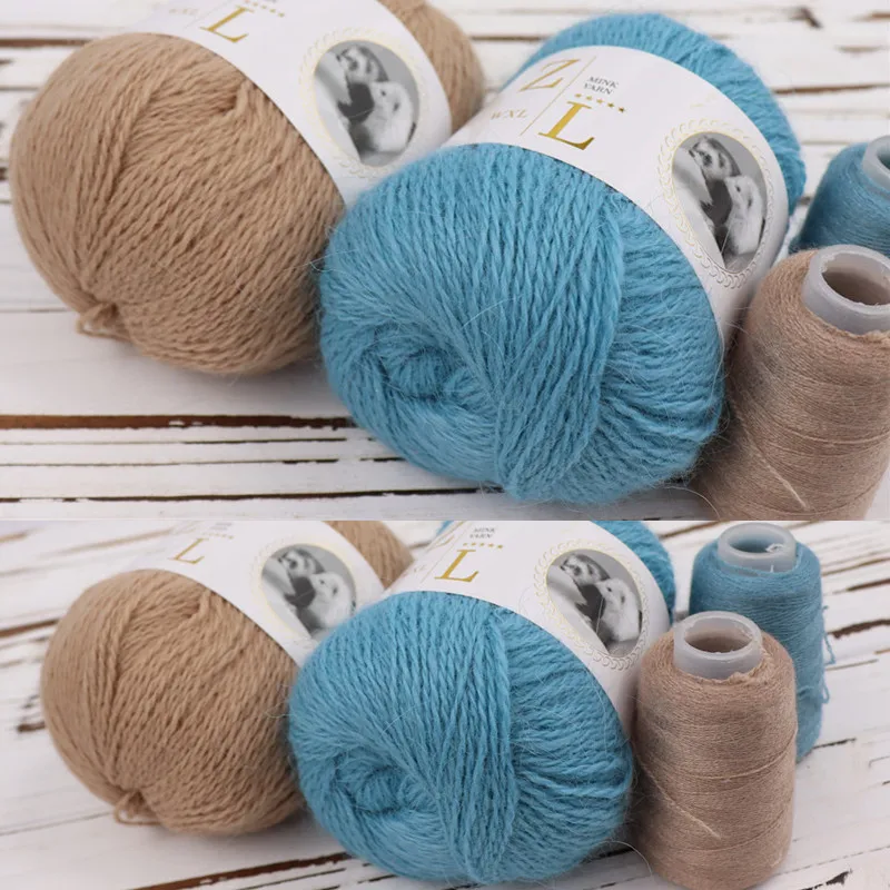 10 Set / Pack New Colour 50g+20g / Set Super High Quality Graded Long Mink Yarn DIY Knitting For Sweater Scarf Hat пряжа Yarn 2
