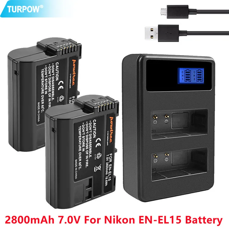 7V 2.8Ah EN EL15 EN EL15a Camera Battery Replacement Batteries For