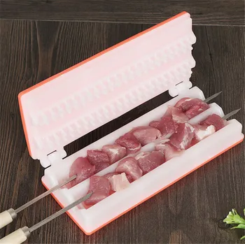 

1 pcs BBQ Tools Meat Grill Skewer Barbecue Grill Needle Box Safety Meat Vegetable String Shish Beef Mutton Kebab Skewers maker