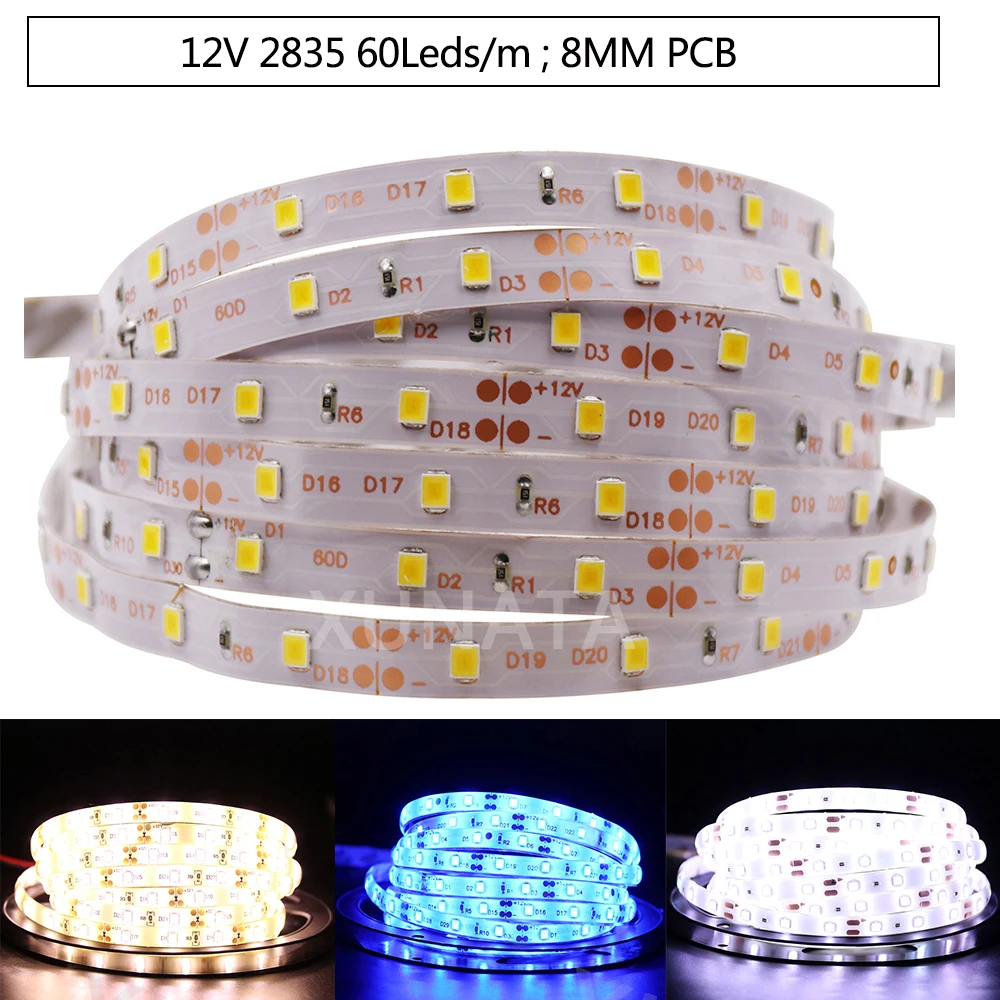 Светодиодные ленты света DC 12V SMD2835 5 м светодиодный свет полосы 240 светодиодный s/m водонепроницаемая лента со светодиодными лампами световая лента теплый белый гибкий Светодиодные ленты