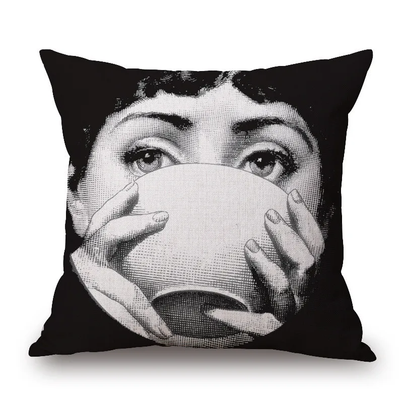 Throw Pillow Cover Cushion Covers Pillow Case Pillow Covers Cushion Cover Polyester Girl Face Cushion Cover Beauty Pillow Covers Beige Pillow Case Home Decor Living Room Decoration Pillowcase