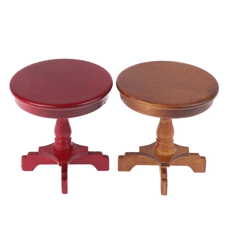 

1/12 деревянный миниатюрный круглый журнальный столик для кукольного домика, украшение для сада/комнаты, детские игрушки