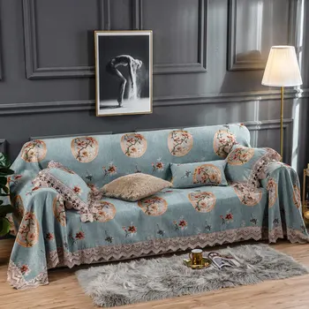 

European Classic Retro Chenille Embroidered Lace Sofa Towel 3/4 Seater Couch Slipcovers Universal Recliner Loveseat Sofa Cover