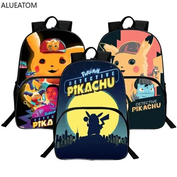 

16 In Detective Pikachu Backpack Back To School Bags Children Backpacks Kids Knapsack Girls Boys Travel Bagpack Mochila Gift