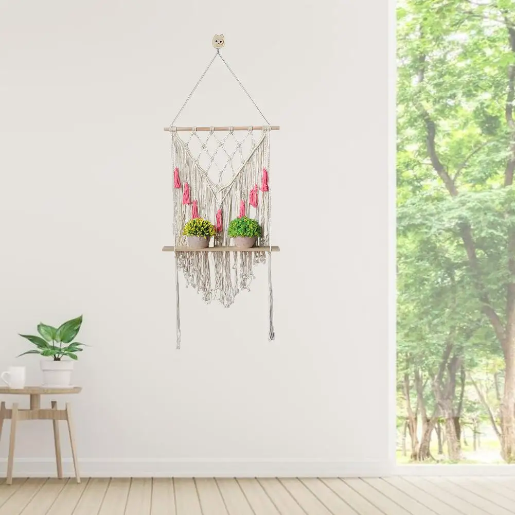 Макраме настенный гобелен ручной работы богемный DIY ваза настенная стойка украшение комнаты хлопковая линия Подвеска для растений из макраме