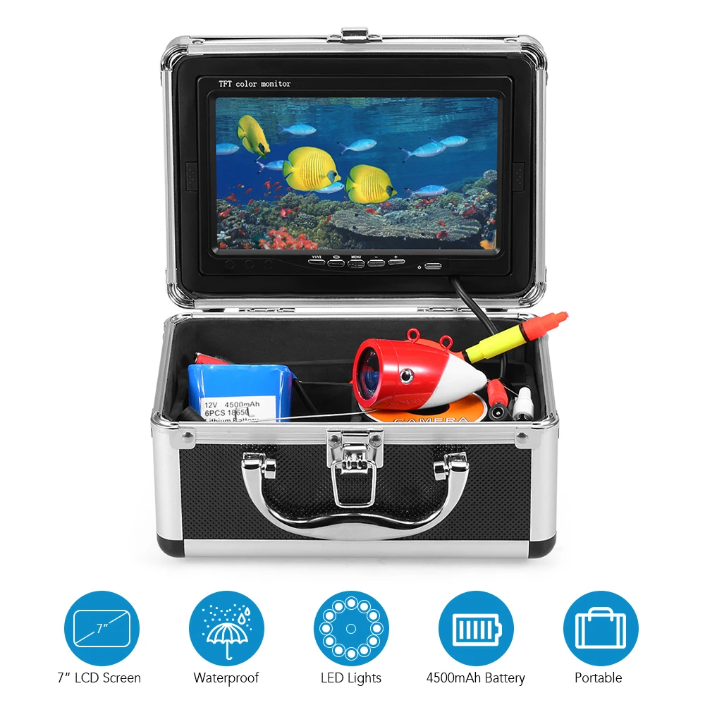 

Portable 7 inch LCD Monitor Fish Finder 1000TVL Waterproof Underwater Fishing Camera 15m Cable for Ice Lake Boat Fishing