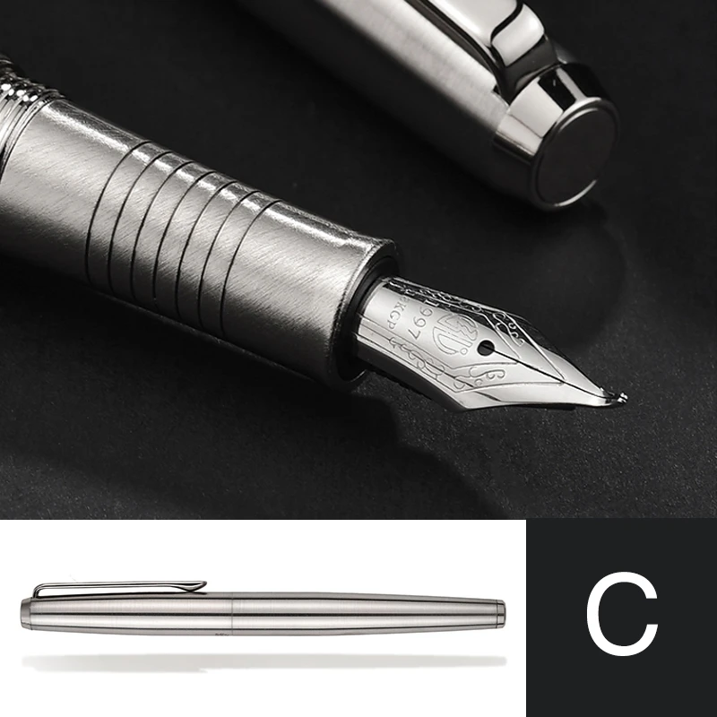 Hongdian полностью стальная авторучка EF/F изогнутое перо Srew cap 0,5 мм/0,4 мм перьевая ручка ручки для школы и офиса - Цвет: Bent Nib 1.0mm