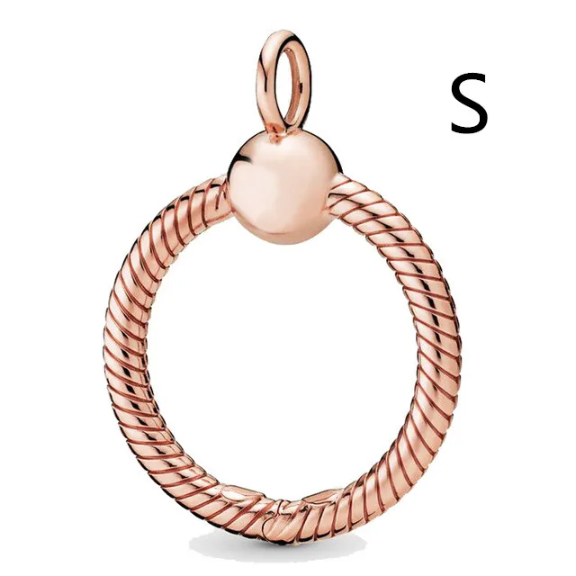 Rose Small Осенние серебряные 925 ювелирные изделия Moments, розовое золото, серебро, маленький средний большой круглый кулон, подвески, подходят для ожерелья, браслета, самодельные Подвески из бисера - Цвет камня: Rose Small