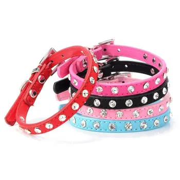 

Hot Sales Factory Price! Pet Suede PU Leather Crystal Rhinestone Dog Puppy Cat Collar Necklace XS S M hs hs