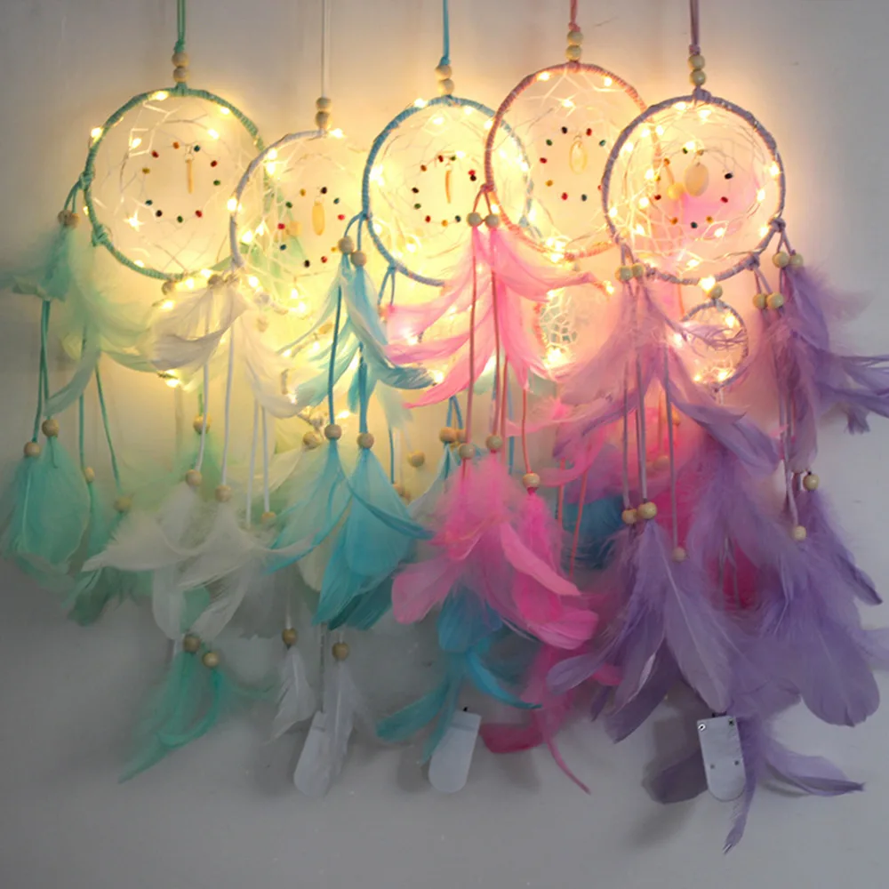 Dream Catcher Creative Night Light Home Wall Hanging Ornaments Simple Dream Catcher Bedroom Home Decoration