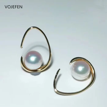 

VOJEFEN Minimalist 18k Yellow Gold Open Hoop Shape Earring Hypoallergenic Jewelry Personalized Pearl Earrings Open Drop Earrings