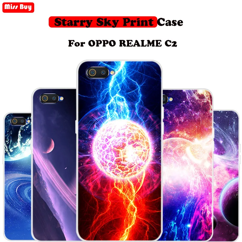 Силиконовый мягкий тонкий чехол для OPPO Realme C2 A1K с принтом звездного неба звезды