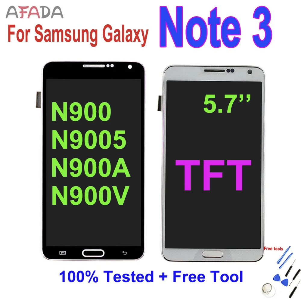 TFT 5.7'' Lcd for Samsung Galaxy Note 3 N900 N900A N9005 N900V LCD Display Touch Screen Digitizer Assembly Frame Note3 | Мобильные