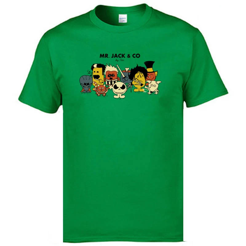 cosie Mr._Jacknightmare beforechristmas Summer Fall Tops Shirts 2018 Popular Round Neck All Cotton Tops Shirt Men's Top T-shirts Mr._Jacknightmare beforechristmas green