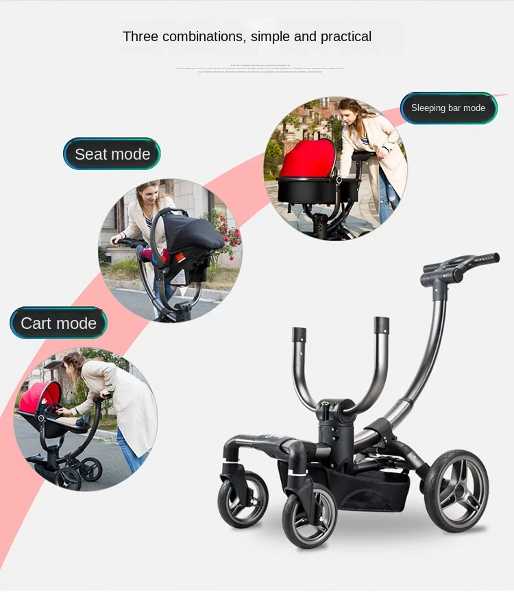Luxury High View Multifunctional Baby Stroller 3 in 1 with Car Seat Travel System Portable Folding Four Wheels Newborn Pram