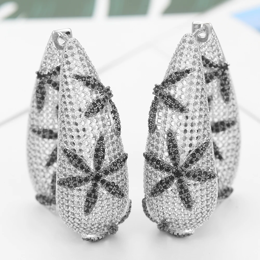LARRAURI Trendy Cubic Zircon Wedding Bridal DUBAI Earrings Charms Elegant Big Statement Hoop Earrings For Women Fashion Jewelry