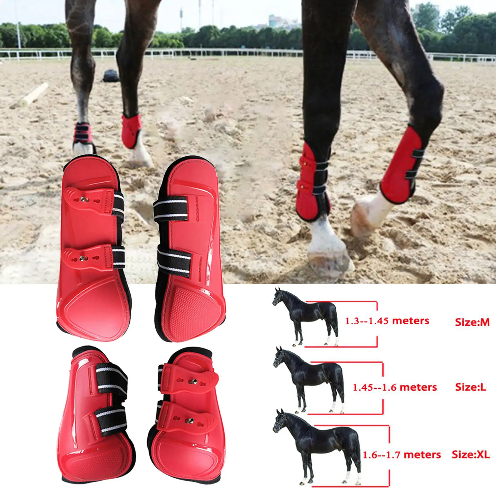 Botas de Perna Traseira de Cavalo, Frente Aberta Ajustável Respirável  Dianteira Botas de Tendão de Cavalo Absorção de Impacto Evita Deslizamento  Botas