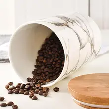 Шикарные бутылки и банки для хранения с мраморным узором с деревянной крышкой, минималистичные Элегантные Роскошные емкости для хранения соли и сахара