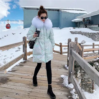 

Real Natural Fur Down Parka 2020 Winter Korean Style Loose Coat Fashionable Hooded White Duck Down Waterproof Snow Warm Jacket