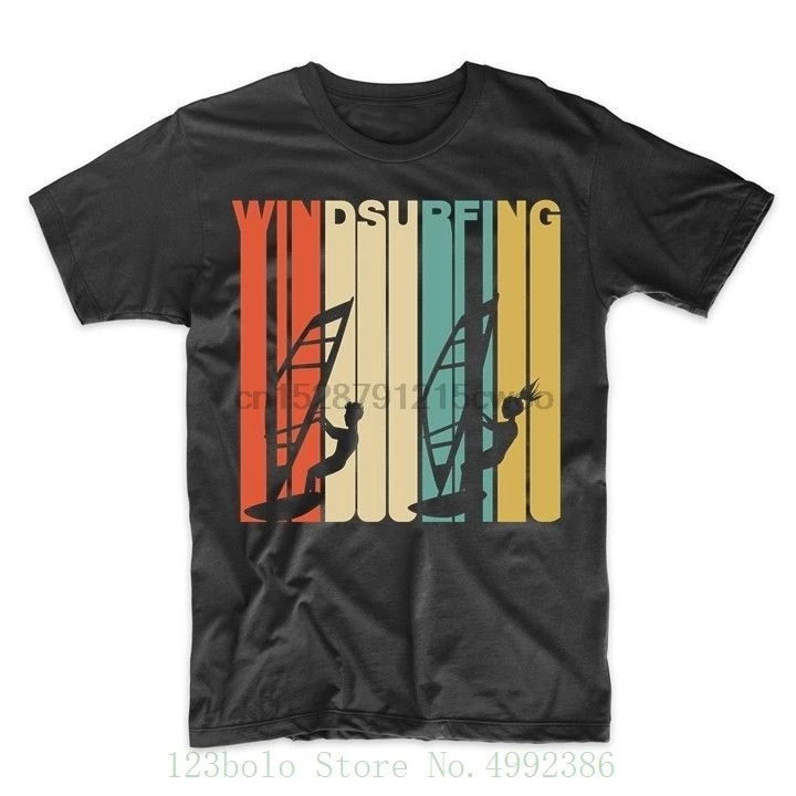 

Vintage Retro 1970 Style Windsurfing Windsurfer T Shirt Printed Loose Tshirt Short Sleeve Funny Tee Shirts