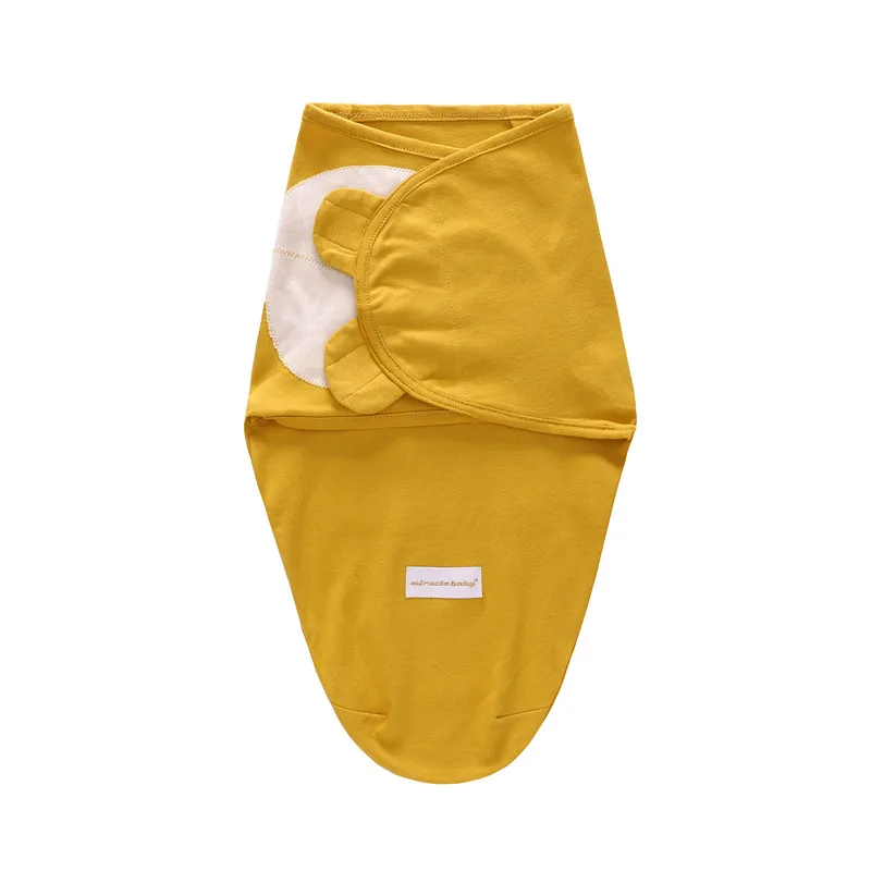 Пеленка для новорожденных, хлопковое детское одеяло, постельные принадлежности, милый спальный мешок для младенцев 0-6 месяцев - Цвет: Mustard S