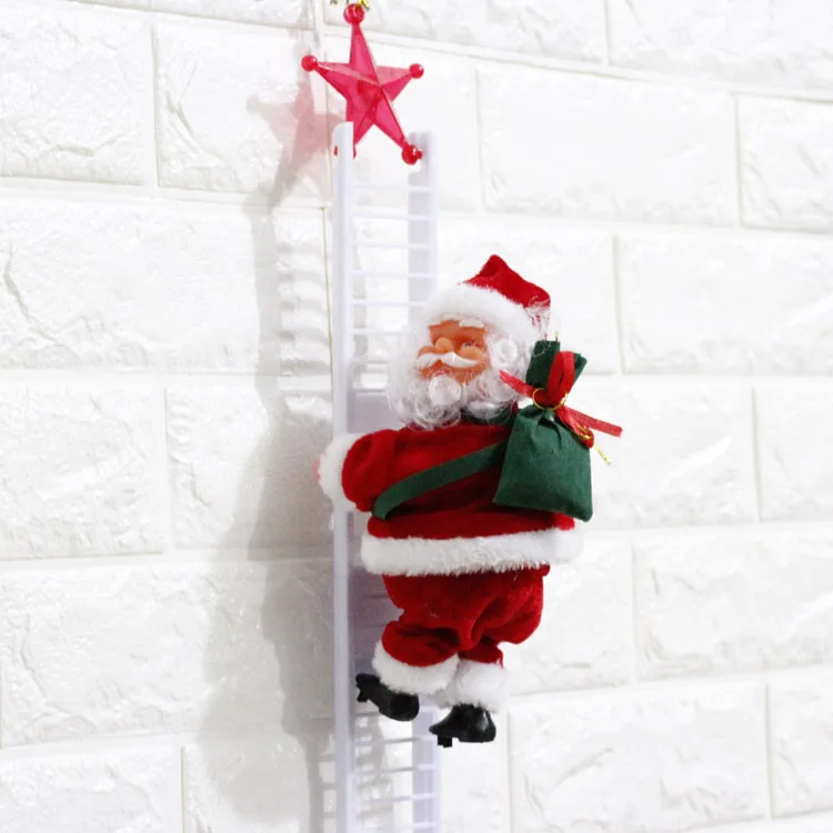 

Lovely Music Christmas Santa Claus Electric Climb Ladder Hanging Decoration Christmas Tree Ornaments Funny New Year Kids Gifts