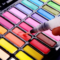 40 Color Solid Watercolor Painting Pigment Gouache Solid Pigment Refillable Water Brush Pens Colorful Aquarela Art Supplies