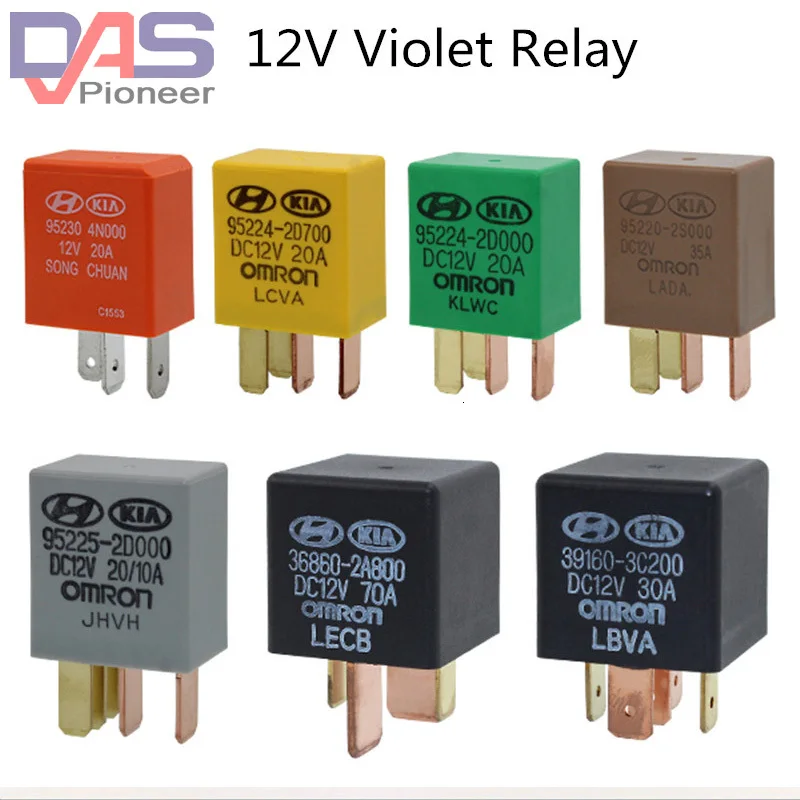 Car violet relay Automotive Relays DC 12V OMRON 3 Pins 4 Pin 5pins for