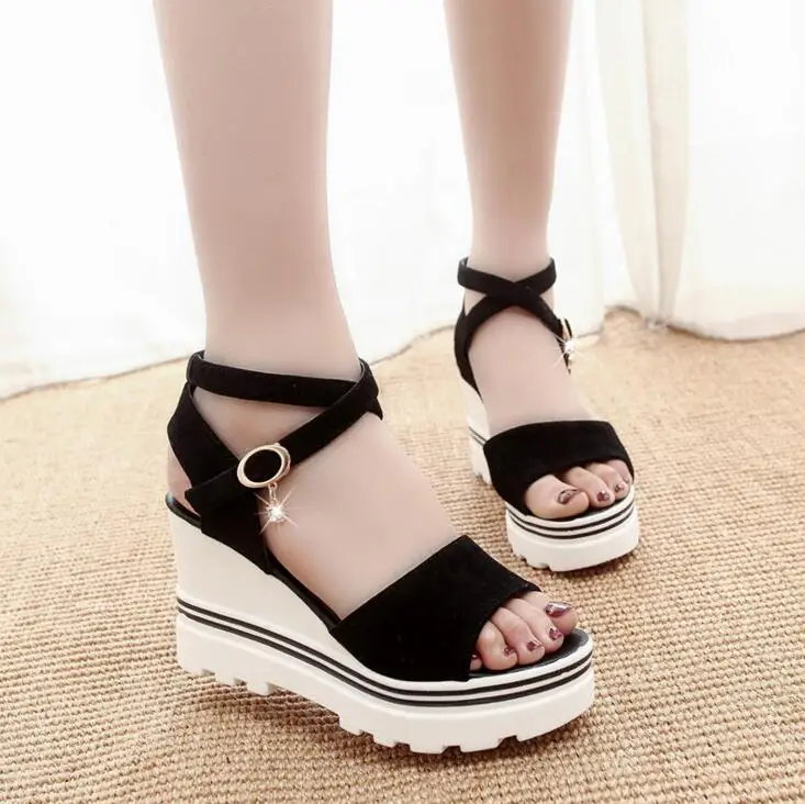 Wedge Sandals Summer Korean Muffin Fish Head Women With Platform Wild Simple Shoes Shook | Обувь