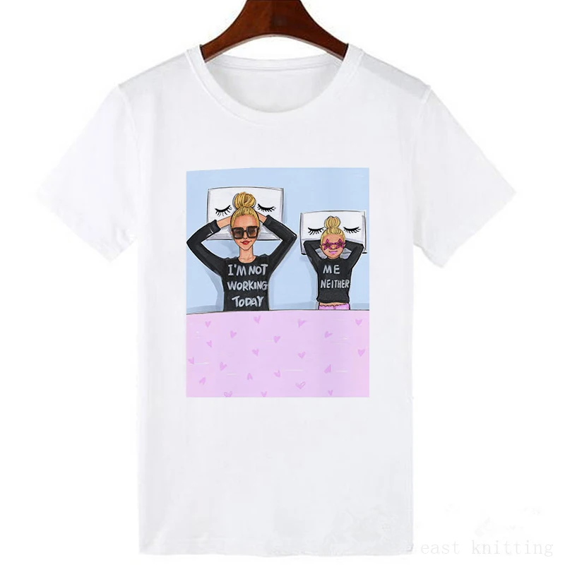 Kawaii/одинаковая футболка для мамы и дочки Забавные футболки женская уличная в
