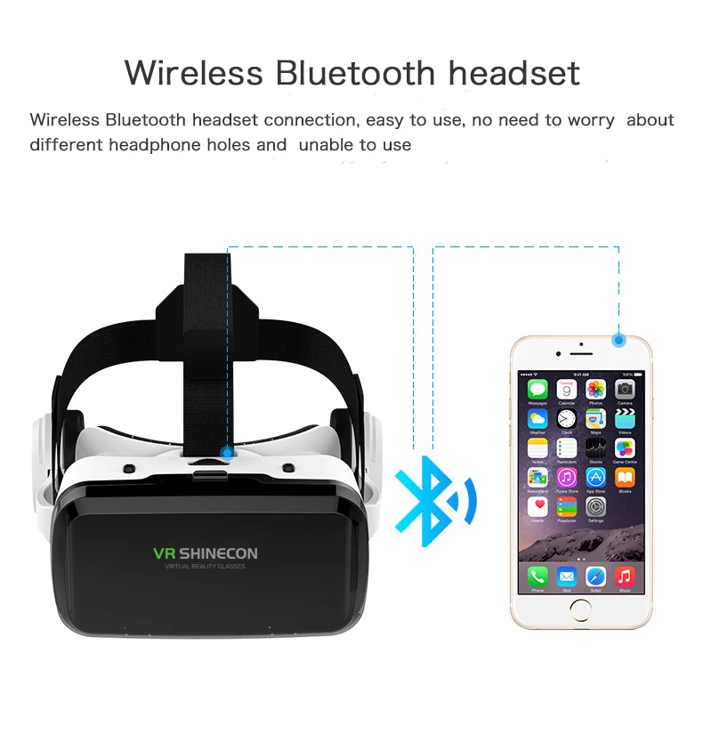 Fone de Ouvido o vr Original 10.0 e Bluetooth Shinecon Versão Realidade Virtual vr Óculos Cabeça-montado Capacete Opcional c 3d - Image 3