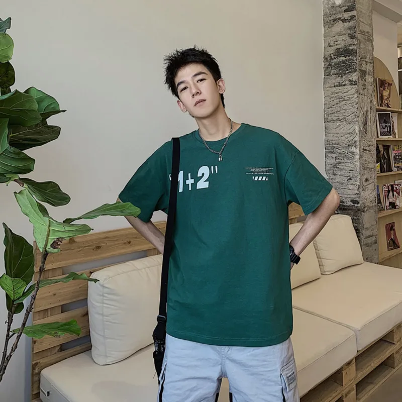 2019 Men's Summer New Casual Letter Printing Round Neck Short-sleeved T-shirt Loose Temperament Tide Cotton Harajuku 2019 Men's Summer New Casual Letter Printing Round Neck Short-sleeved T-shirt Loose Temperament Tide Cotton Harajuku