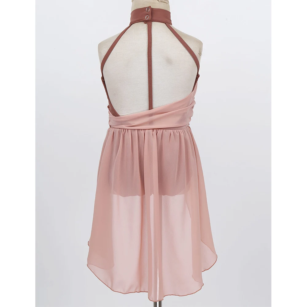 IIXPIN Girls Ballet Dress Lyrical Dance Costume Kids Chiffon Ruched Bodice Caged Back Dance Leotard Dress Contemporary Dancewear ballet leotard dance leotard ballet dress girls dance costumes