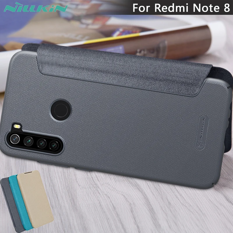 Для Xiaomi Redmi Note 8 чехол Nillkin блестящие ультра тонкие флип-чехлы из искусственной кожи для Xiaomi Redmi Note 8 нескользящий чехол