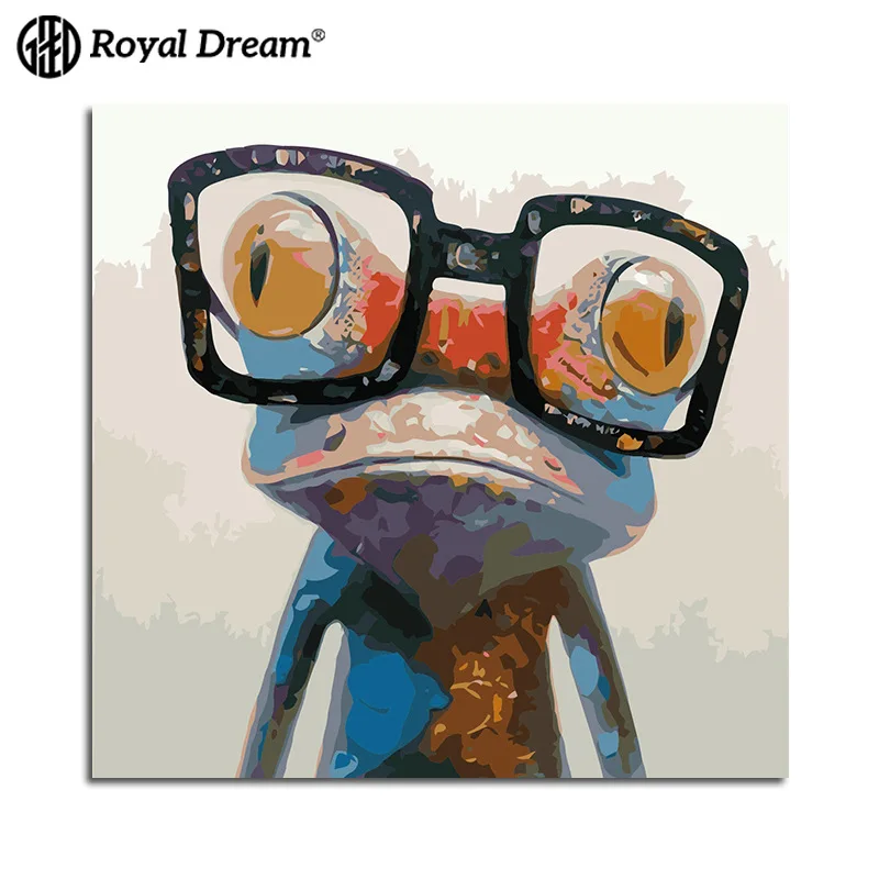 

Cross Border a Generation of Fat DIY Digital Oil Painting Color Frog Cartoon Animal Oil Painting Living Room Decorative Painting