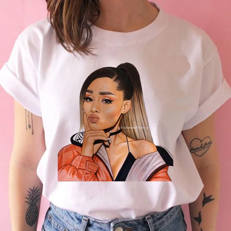 ariana grande T Shirt Women Hip Hop Tops ulzzang Casual tshirt harajuku kawaii 90s t-shirt female O-Neck T-Shirt Women