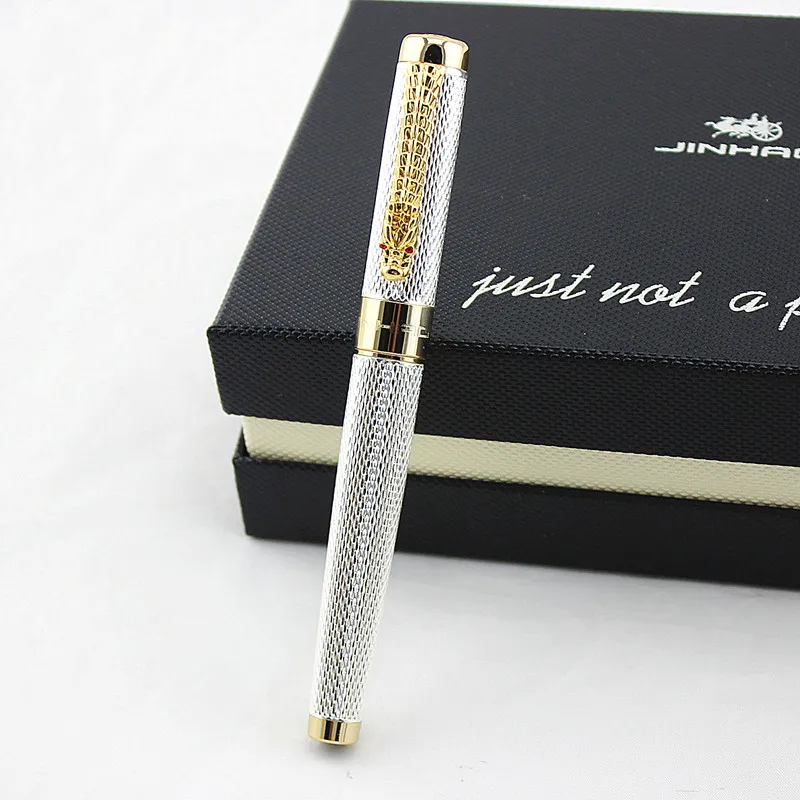 Jinhao Роскошная Ручка-роллер с заправкой чернил, классический стиль, Золотой зажим с драконом, Офисная деловая ручка - Цвет: W