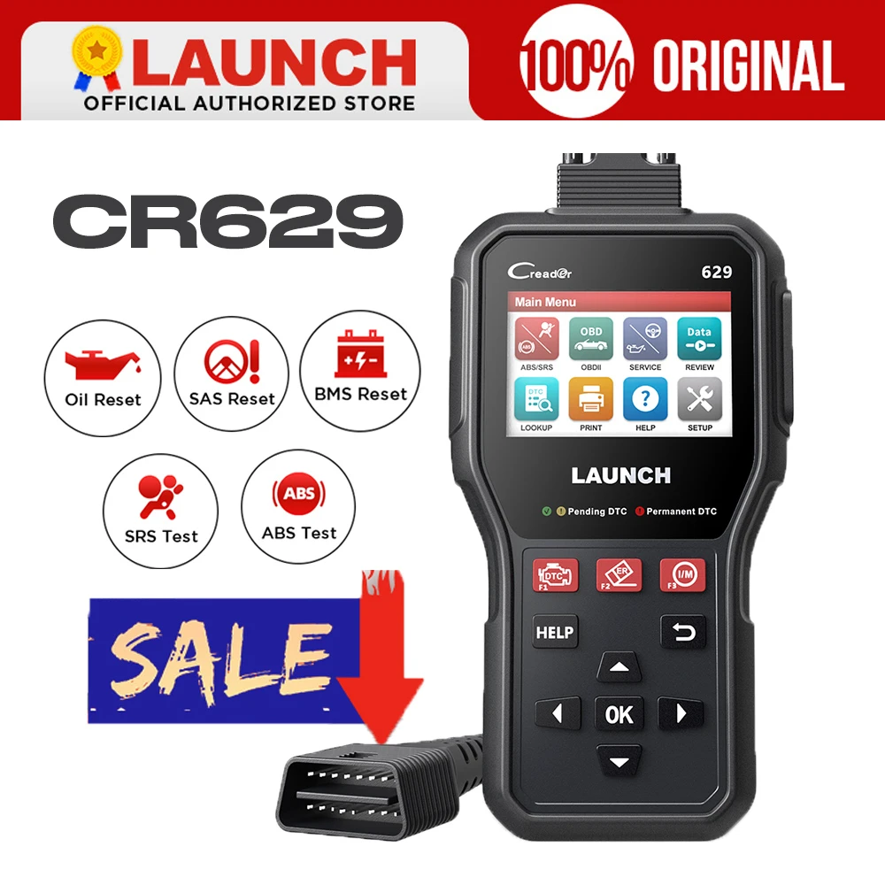 Launch CR629 OBD2 Scanner Professional Automotive Scanner Code Reader ABS SRS Check Engine Active Test Diagnostic Tools small car inspection equipment